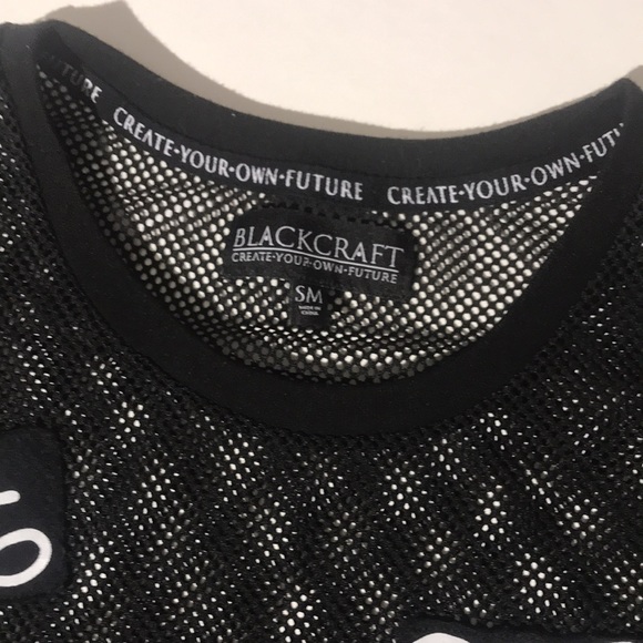 BlackCraft mesh fishnet symbols top shirt womens black witchcore goth punk - Picture 5 of 7